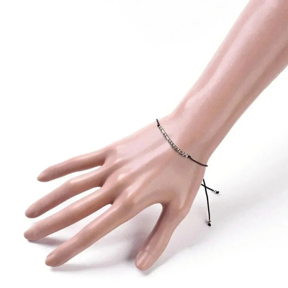 Inspirational Friend Handcrafted Silver Black Unisex Morse Code Bracelet - Picture 5 of 5